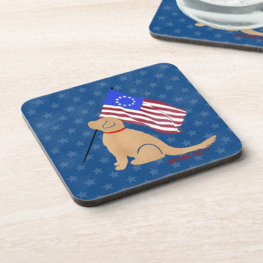 Patriotic Golden Retriever American Untersetzer Se (Linke Seite)