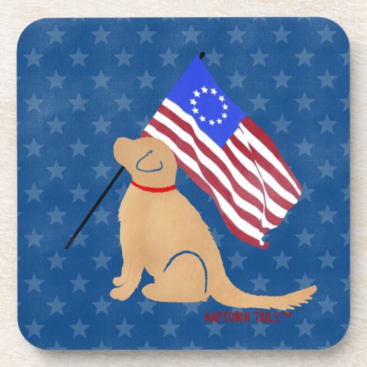 Patriotic Golden Retriever American Untersetzer Se (Vorderseite)