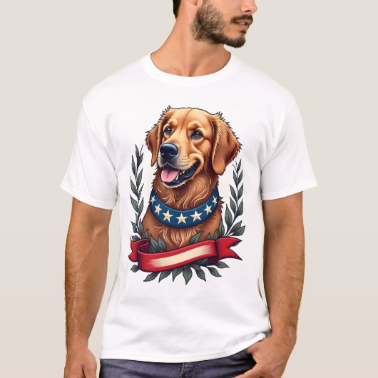 Patriotic Golden Retriever Americana Art Tee 2 (Vorderseite)