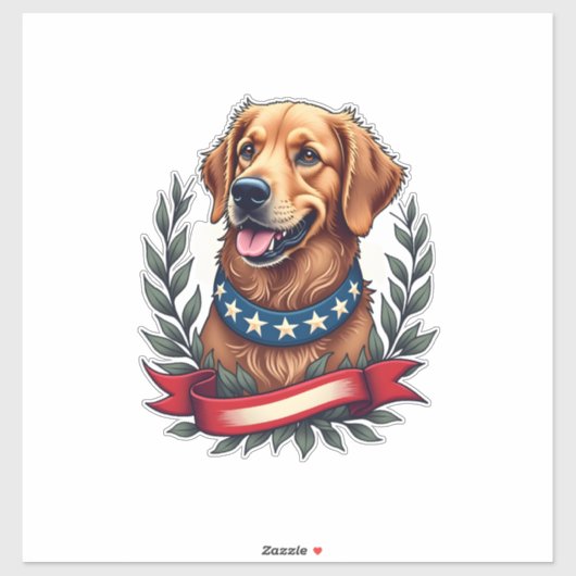 Patriotic Golden Retriever Americana Art Tee 2 Aufkleber (Blatt)
