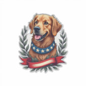 Patriotic Golden Retriever Americana Art Tee 2 Aufkleber (Vorderseite)