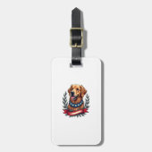 Patriotic Golden Retriever Americana Art Tee 2 Gepäckanhänger (Vorderseite vertikal)