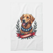 Patriotic Golden Retriever Americana Art Tee 2 Geschirrtuch (Vertikal)