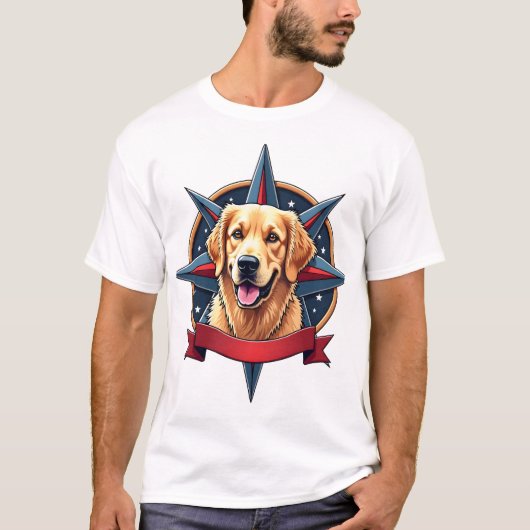 Patriotic Golden Retriever Compass Star Tee 2 (Vorderseite)