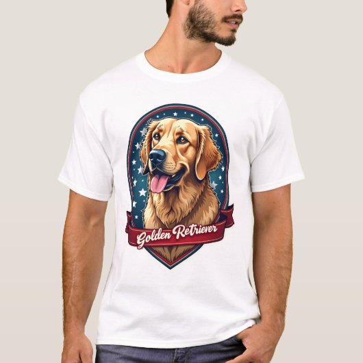 Patriotic Golden Retriever Crest Vintage Tee 2 (Vorderseite)