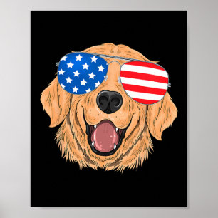 Patriotic Golden Retriever Dog 4. Juli Geschenk Poster