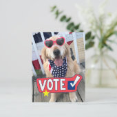 Patriotic Golden Retriever Dog Vote Postkarte (Stehend Vorderseite)