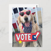 Patriotic Golden Retriever Dog Vote Postkarte (Vorne/Hinten)