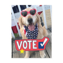 Patriotic Golden Retriever Dog Vote