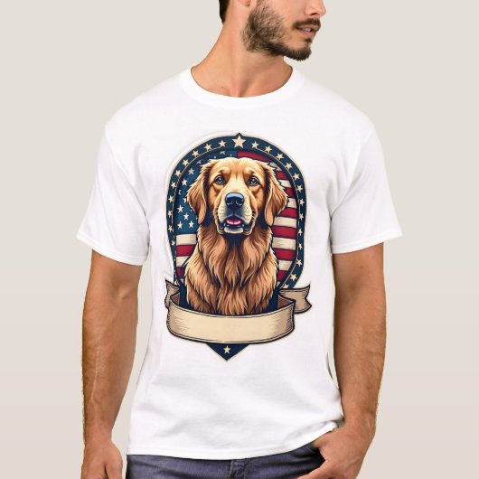 Patriotic Golden Retriever Emblem Vintage Tee 2 (Vorderseite)