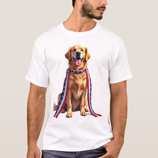 Patriotic Golden Retriever Falling Ribbon Shirt 2 (Vorderseite)