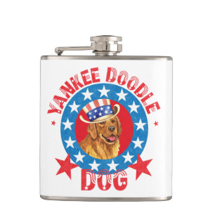 Patriotic Golden Retriever Flachmann