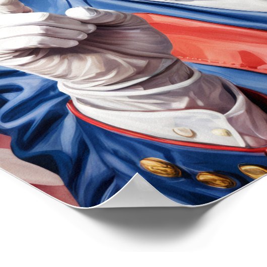 Patriotic Golden Retriever in Uncle Sam Pose Poster (Ecke)