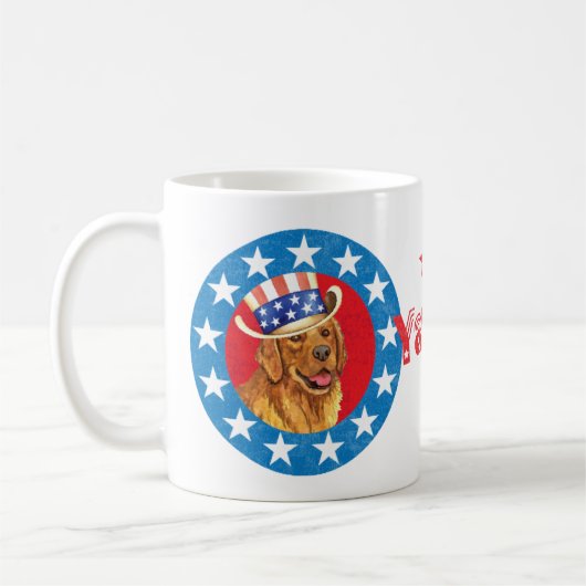 Patriotic Golden Retriever Kaffeetasse (Links)