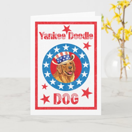 Patriotic Golden Retriever Karte (Gelbe Blume)