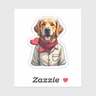 Patriotic Golden Retriever Lover Vintage Shirt 2 Aufkleber