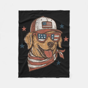 Patriotic Golden Retriever Merica US Flag Happy 4t Fleecedecke