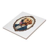 Patriotic Golden Retriever Portrait Vintage Tee Fliese (Seite)