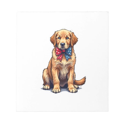 Patriotic Golden Retriever Puppy Vintage Shirt 4 Notizblock (Vorderseite)