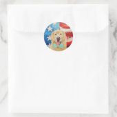 Patriotic Golden Retriever Runder Aufkleber (Tasche)