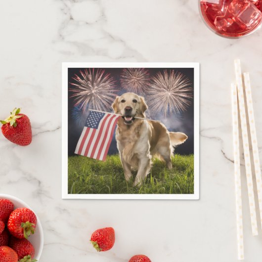 Patriotic Golden Retriever Serviette (Beispiel)