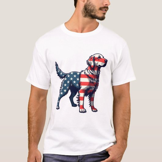 Patriotic Golden Retriever Silhouette Vintage Tee  (Vorderseite)