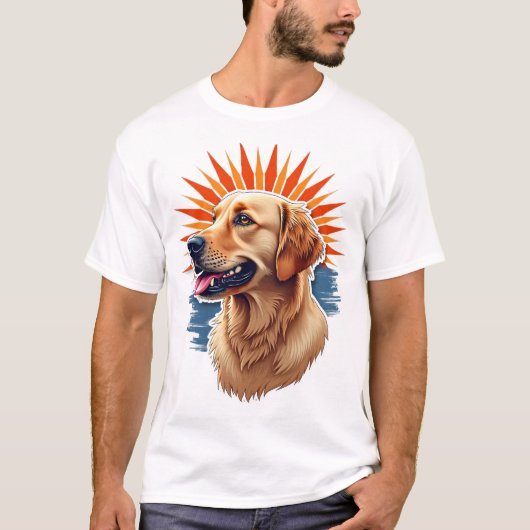 Patriotic Golden Retriever Sunburst Vintage Tee 4 (Vorderseite)