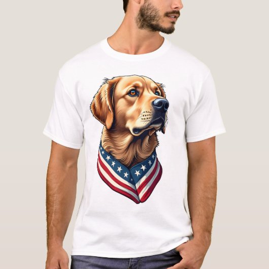 Patriotic Golden Retriever USA Flag Style Tee 4 (Vorderseite)
