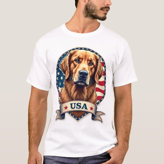 Patriotic Golden Retriever USA Vintage Shirt 2 (Vorderseite)