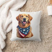 Patriotic Golden Retriever Vintage Engraving Shirt Kissen (Decke)