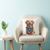 Patriotic Golden Retriever Vintage Engraving Shirt Kissen (Stuhl )
