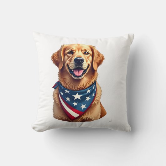 Patriotic Golden Retriever Vintage Engraving Shirt Kissen (Vorderseite)