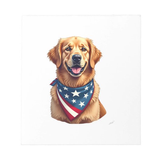 Patriotic Golden Retriever Vintage Engraving Shirt Notizblock (Vorderseite)