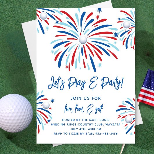 Patriotic Golf & Fireworks 4. Juli Party Einladung