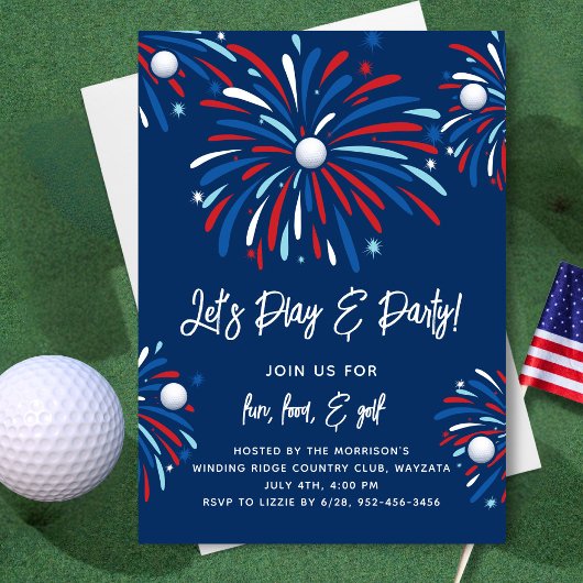 Patriotic Golf & Fireworks 4. Juli Party Einladung