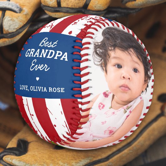 Patriotic GRANDPA American Flag Custom 2 Foto Baseball