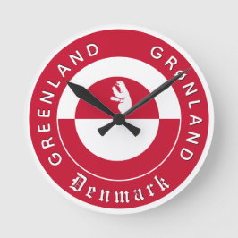 Patriotic Greenland Clock, Bear, Greenland Flag Runde Wanduhr