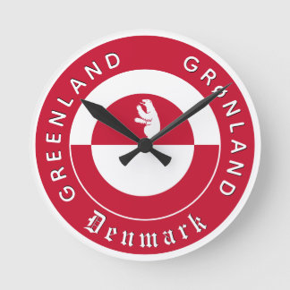Patriotic Greenland Clock, Bear, Greenland Flag Runde Wanduhr