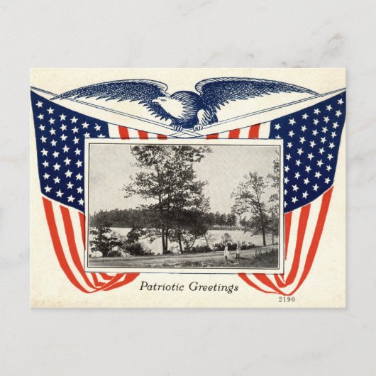 Patriotic Greetings American Flag 1914 Vintag Postkarte (Vorderseite)