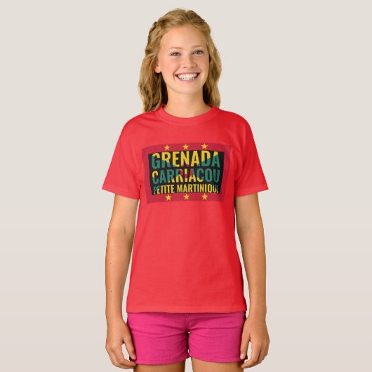 Patriotic Grenada Flaggenkids T-Shirt (Vorne ganz)