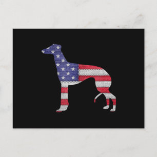 Patriotic Greyhound American Flag Embroidery Postkarte
