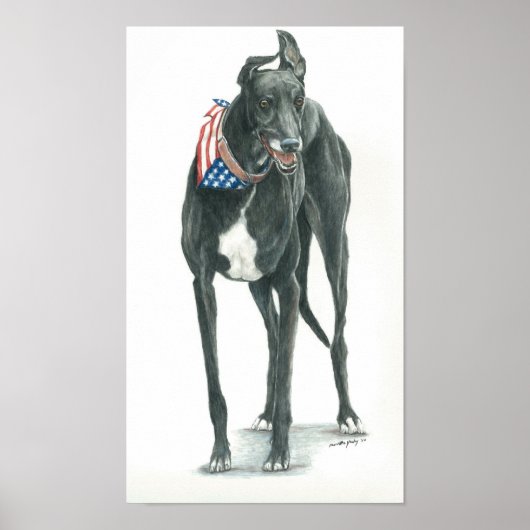 Patriotic Greyhound Dog Arr Print Poster (Vorne)