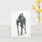 Patriotic Greyhound Dog Art Notecard Karte (Gelbe Blume)