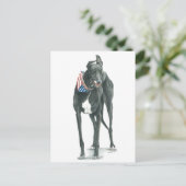 Patriotic Greyhound Dog Art Postcard Postkarte (Stehend Vorderseite)