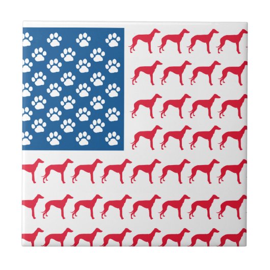 Patriotic Greyhound Dog Fliese (Vorderseite)