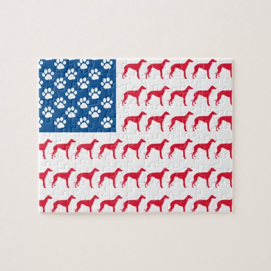 Patriotic Greyhound Dog Puzzle (Horizontal)