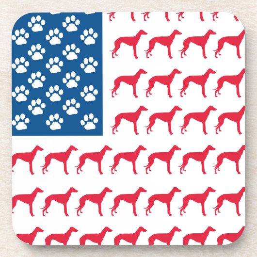 Patriotic Greyhound Dog Untersetzer (Vorderseite)