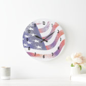 Patriotic Grunge Style verblasste amerikanische Fl Große Wanduhr (Zuhause)