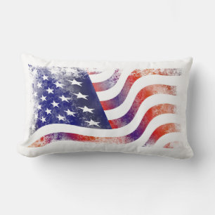 Patriotic Grunge Style verblasste amerikanische Fl Lendenkissen