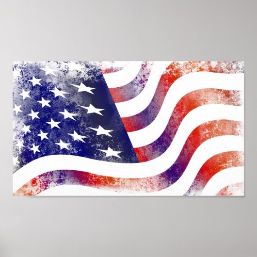Patriotic Grunge Style verblasste amerikanische Fl Poster (Vorne)